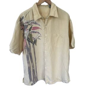 Hilo Hattie Men's Hawaiian Bamboo Silk Linen Blend Button Down Shirt 2XL